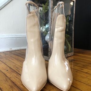 Nude/Clear point toe boots